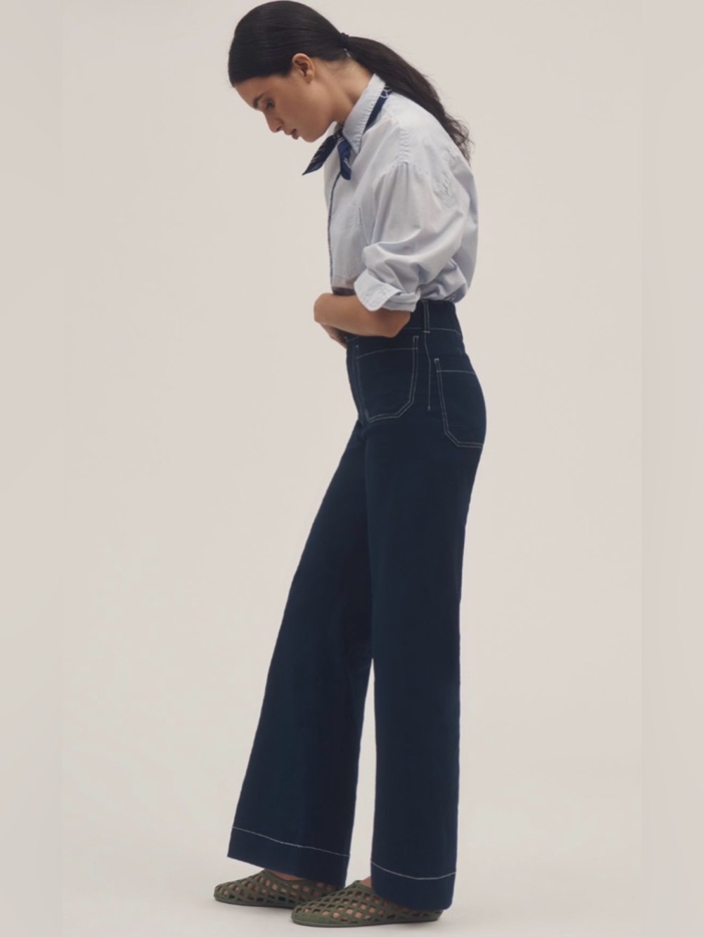 💜Maeve The Colette Contrast-Stitch Wide-Leg Pants | Size 33